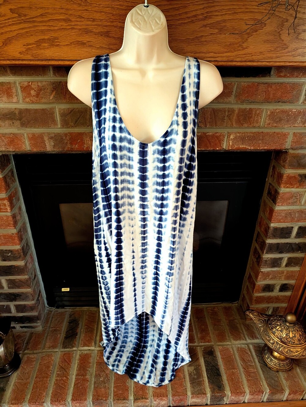 Sleeveless Navy Tie-Dye Maxi Dress Size Large